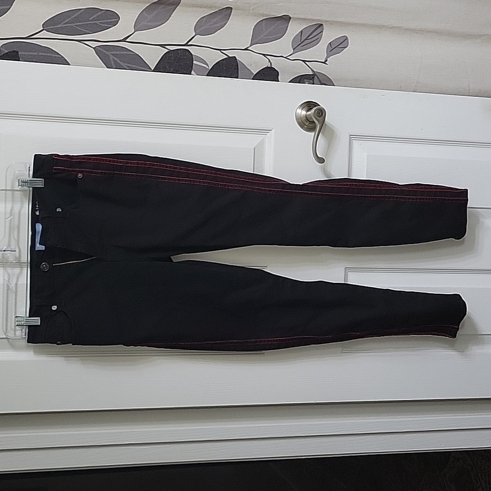 7 For All Mankind High Rise Ankle Skinny w/ Velvet Stripes